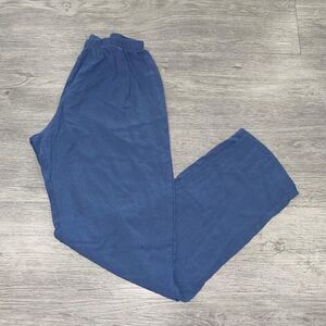 Jams World Women XS Blue Hawaiian Crinkle Pull On Pants Straight Leg Baggy Beach